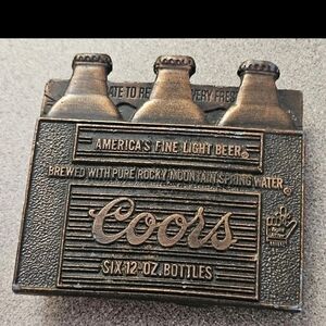 ​Vintage Coors Beer Belt Buckle 3D Six Pack 12oz Bottles O-170 Brass Finish USA
